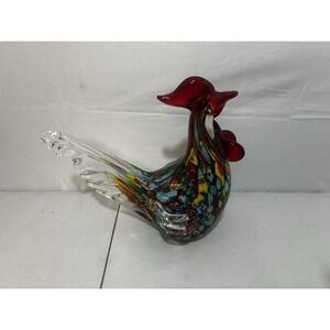 Pier 1 Millefiori Infused Glass Rooster - 7 1/2"h - MINT CONDITION